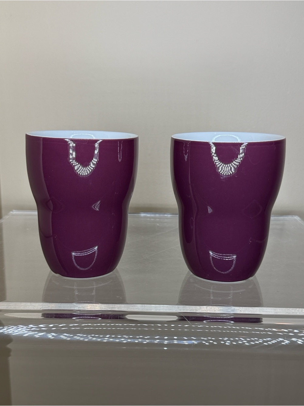 Starbucks Plum Purple Ceramic Stackable Mugs - Pair
